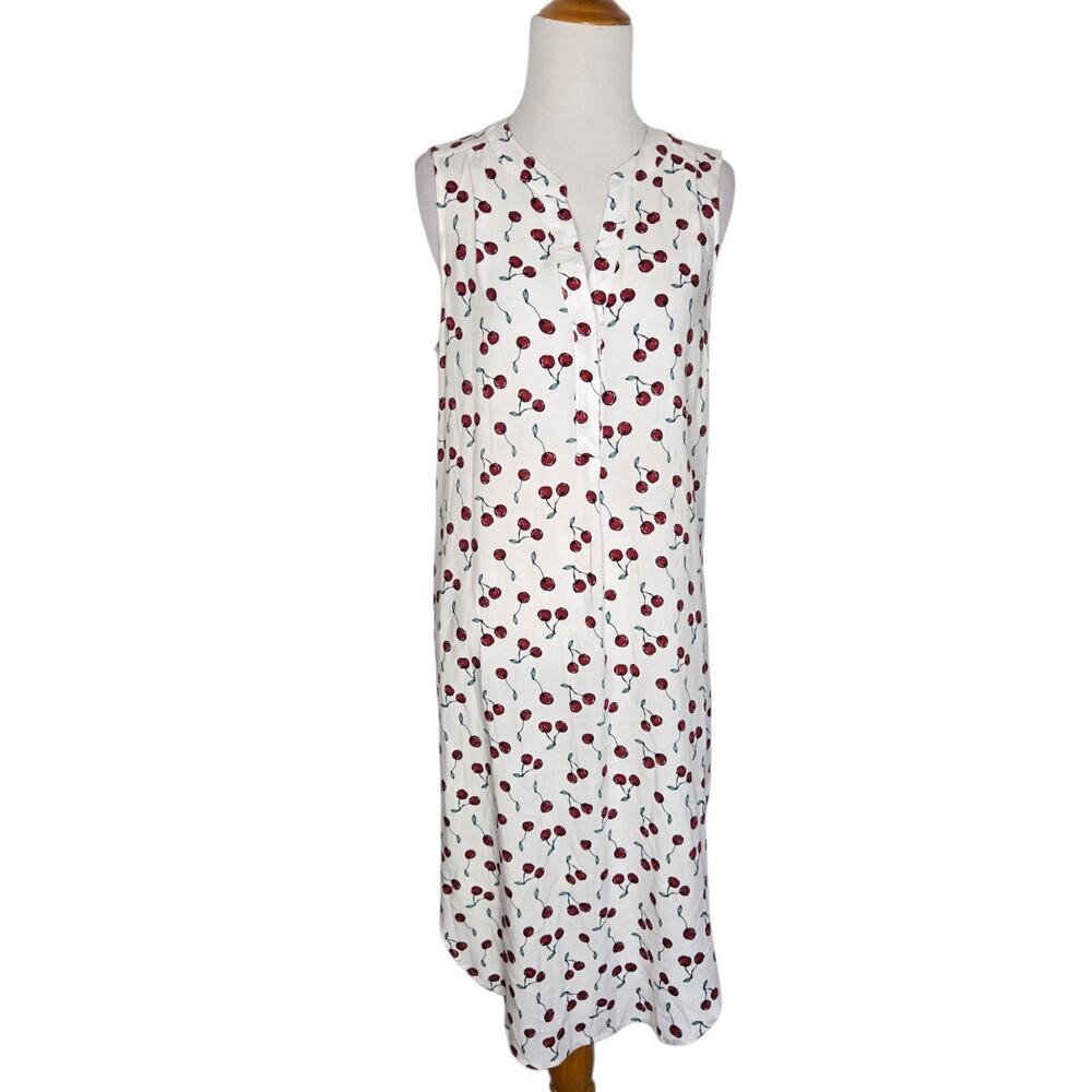 Cupio Women Summer Cherry Print Dress Midi Novelty Fruit Shift Casual Medium